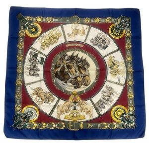 Hermes Silk Scarf Chevaux De Trait Carre 90 Vintage Bourthoumieux